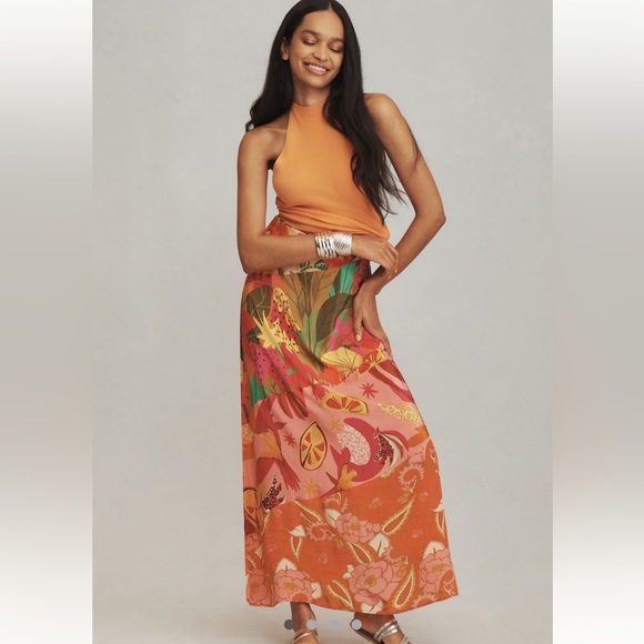 NWT FARM RIO X Anthropologie Floral Midi Skirt - Picture 2 of 11